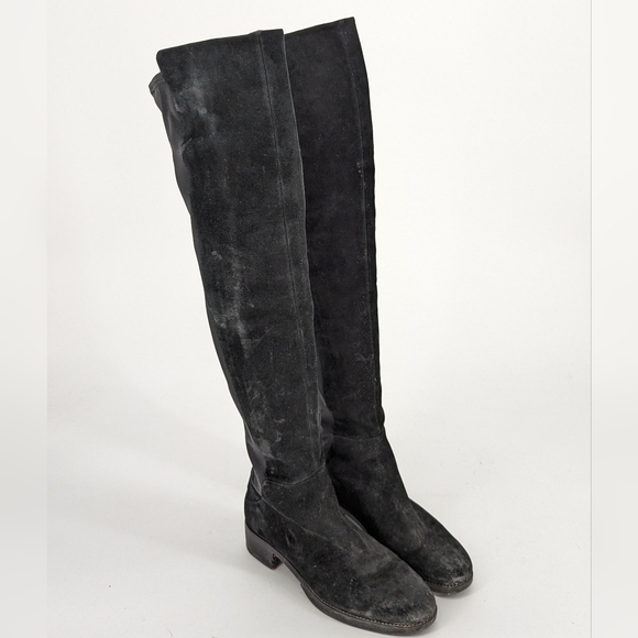Tory Burch Over the Knee Thigh High Suede Boots Black 8 streetwear city classic - Picture 2 of 15
